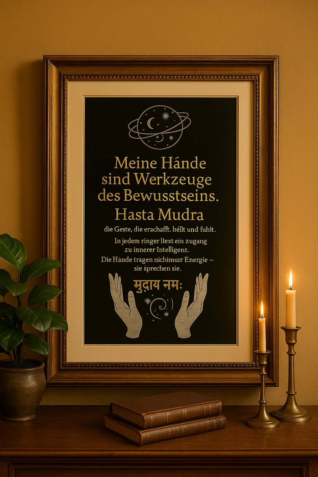 Goldene Lichtbalance Hasta Mudra – Limitierter Kunstdruck (A3)